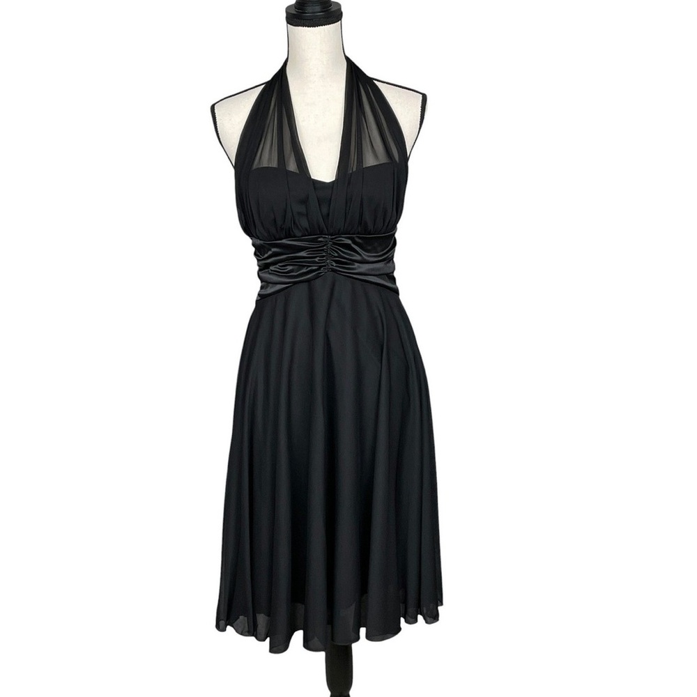 Vintage XOXO Y2K Halter Chiffon Cocktail Dress Womens L Ruched Goth Edgy
